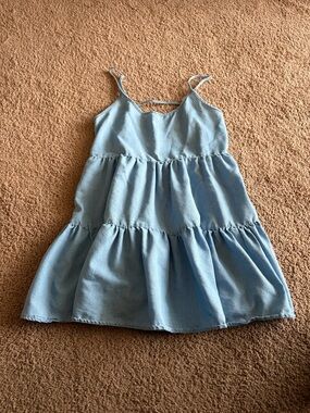 Charlotte Russe Light Blue Tiered Chambray Spaghetti-Strap Dress